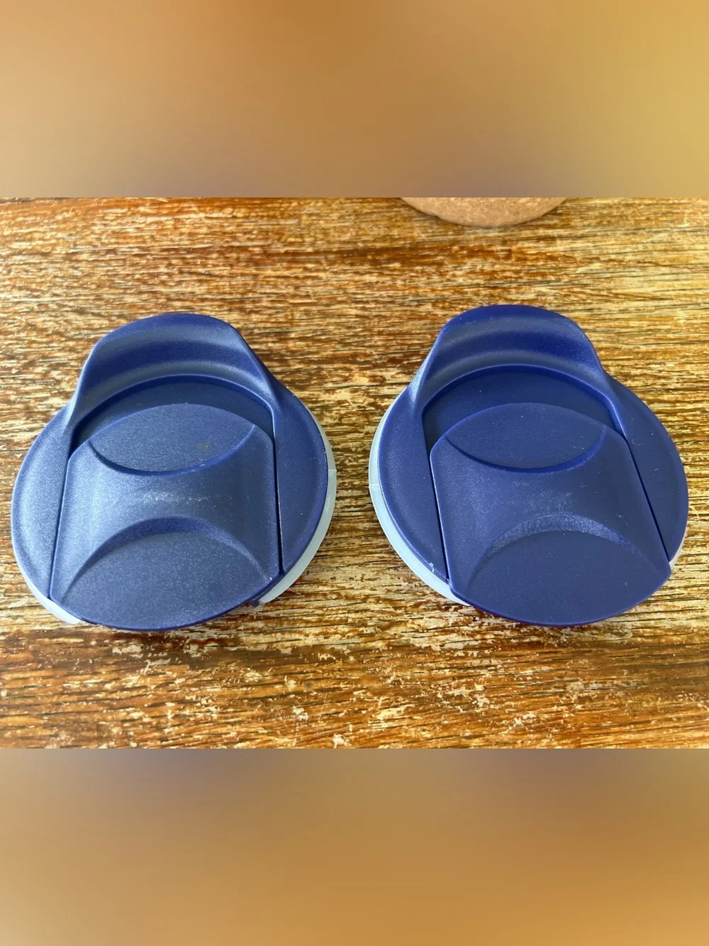 Disney Saratoga Springs Resort Ceramic Travel Mug Set 2 Cork Base Blue Lids 12oz - Picture 8 of 12